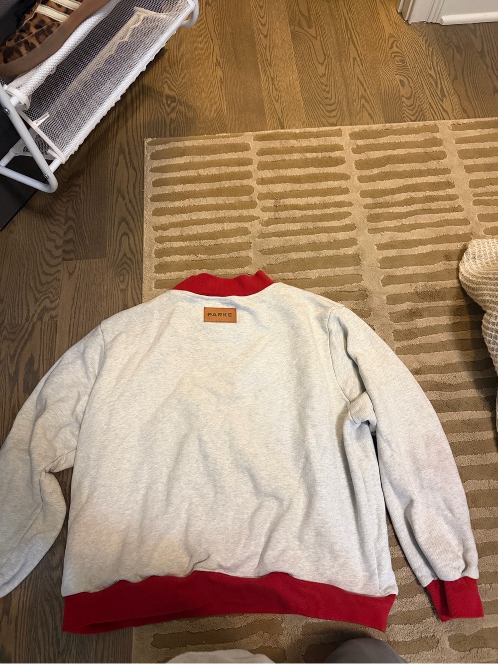Parke Light Gray Crewneck Sweatshirt with Red Trim